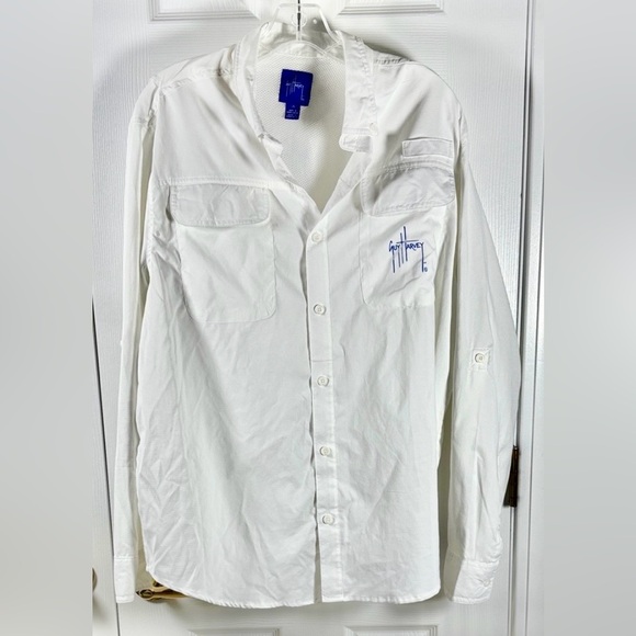 Guy Harvey Other - GUY HARVEY Outdoor Fishing Long Sleeve Button Front Shirt Vented Large White